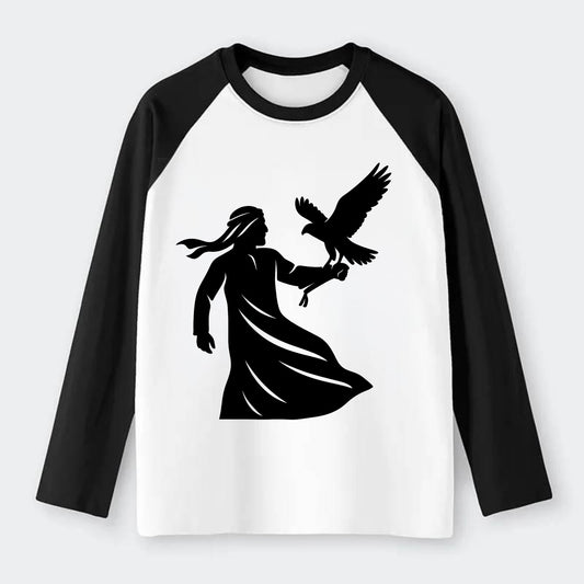Arabian falconer with bird - Raglan Long Sleeve T-Shirt - Black