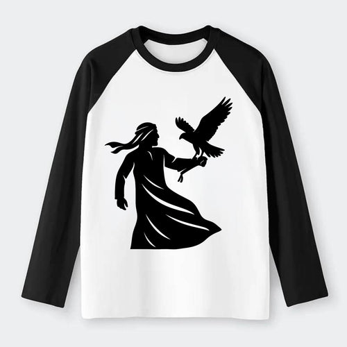 Arabian falconer with bird - Raglan Long Sleeve T-Shirt
