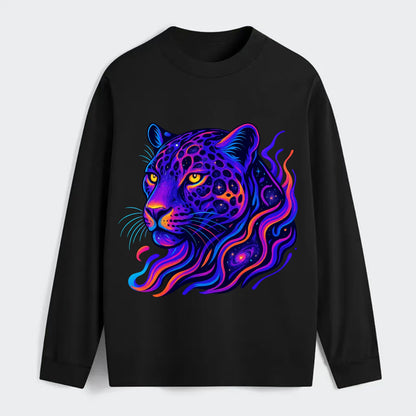 Powerful jaguar with rosettes containing miniature galaxies, cosmic - Classic Long Sleeve Shirt - Black