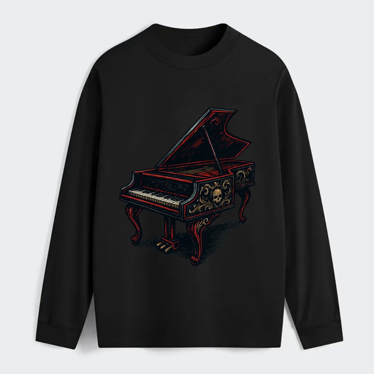 Harpsichord with baroque decorative styling - Classic Long Sleeve Shirt - Black