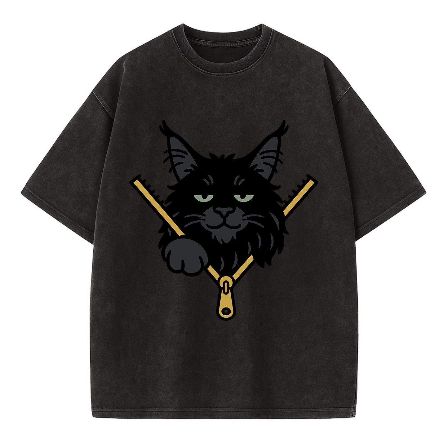 Black Maine Coon - Vintage T-shirt - Black