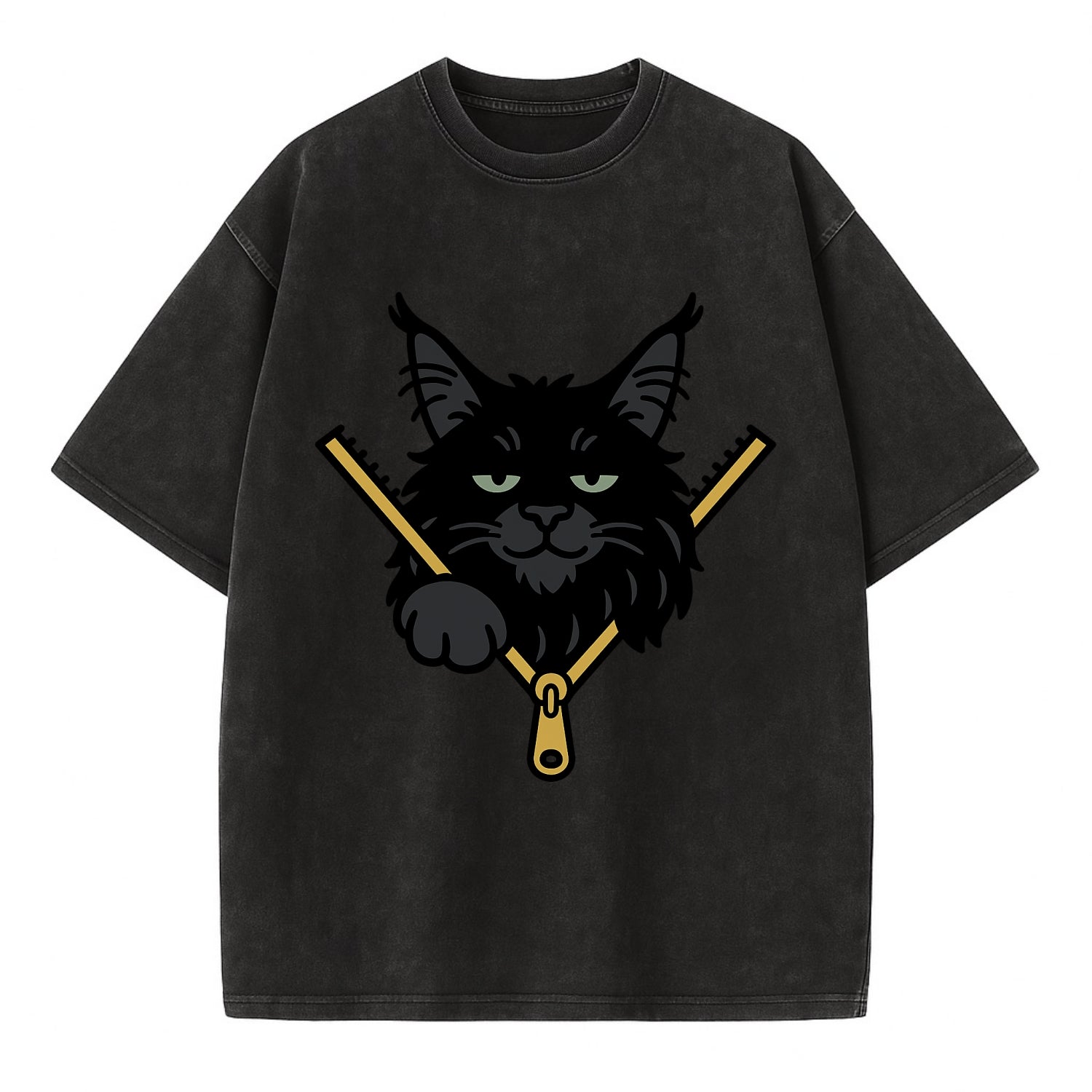 Black Maine Coon - Vintage T-shirt - Black