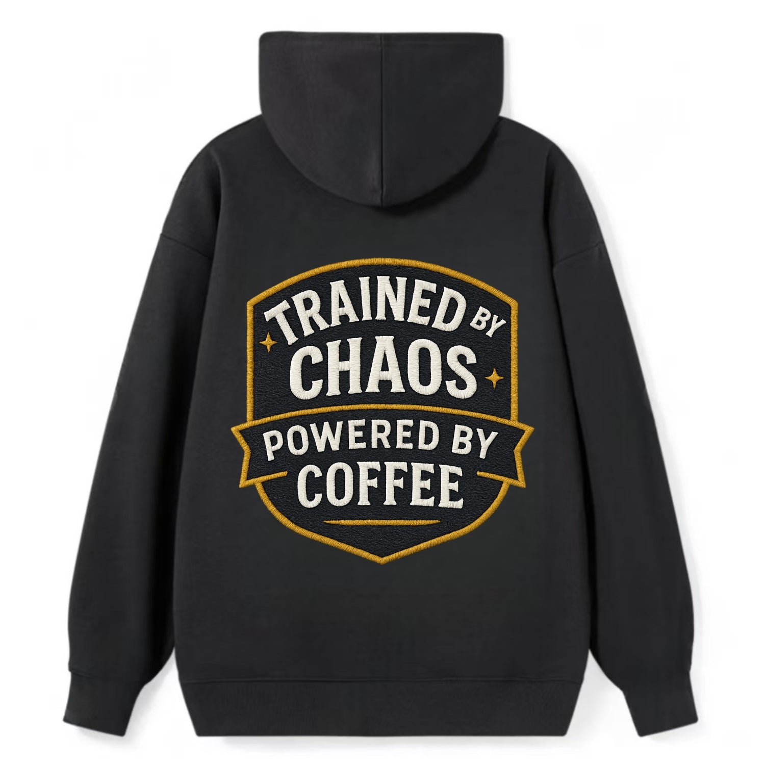 Trained by chaos, powered by coffee - Classic Pullover Hoodie - Black