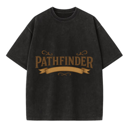 Bold typography design - "PATHFINDER" - finding the way, leading others - Vintage T-shirt - Black