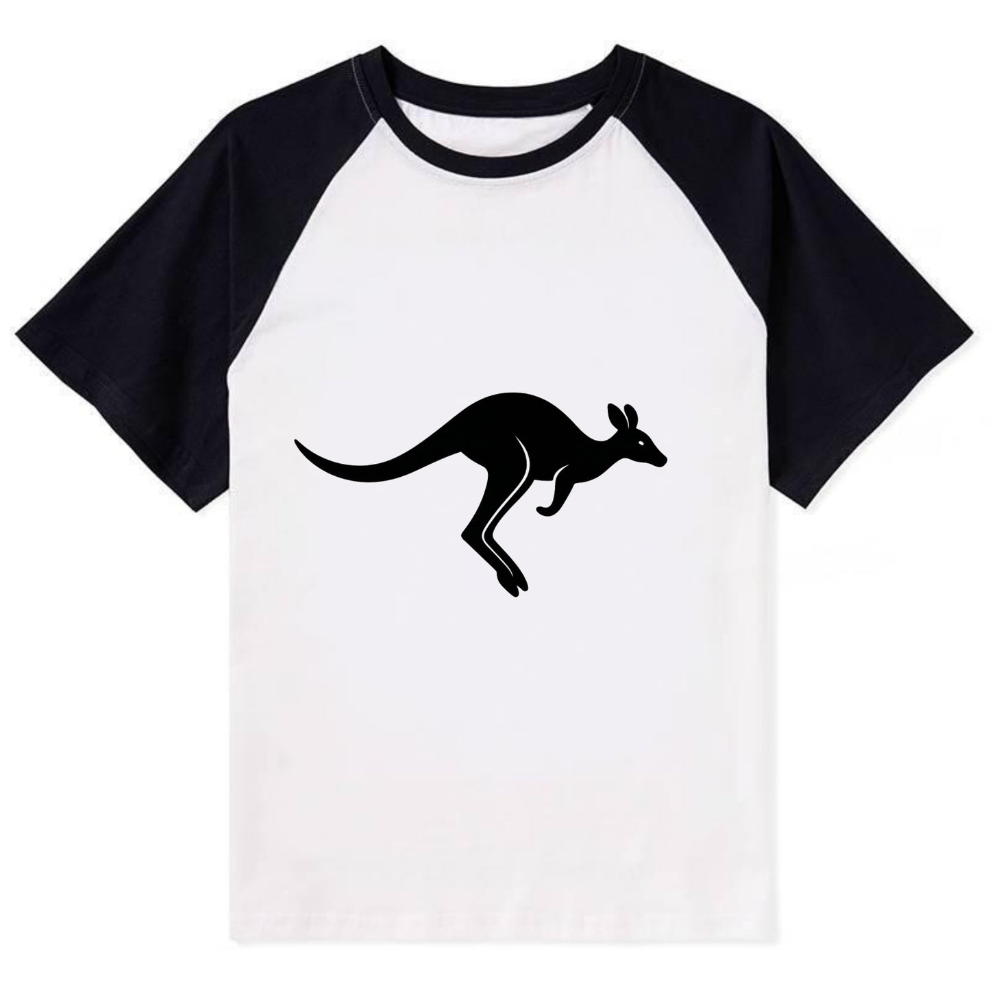 Kangaroo leaping across outback - Contrast Raglan T-shirt - Black