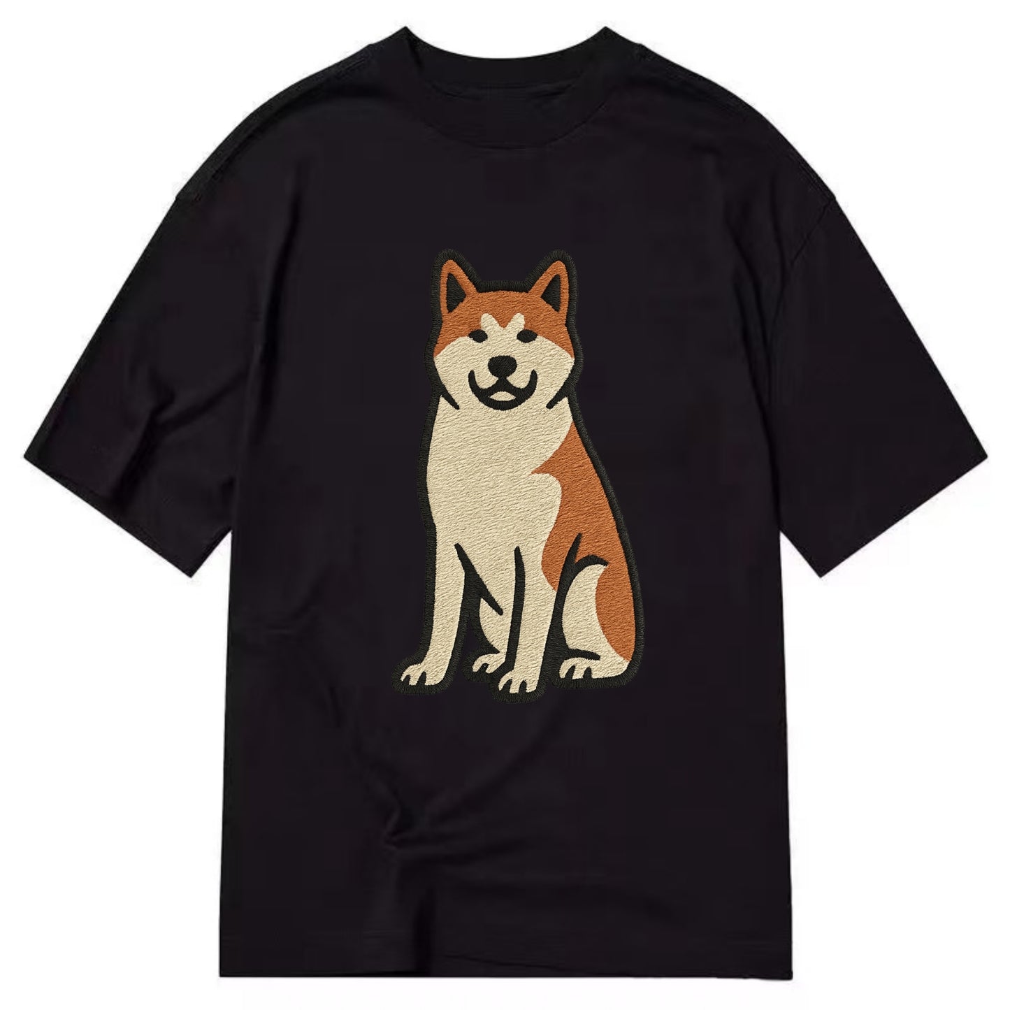 Akita - White and red sitting pose - Cla Classic T-shirt - Black