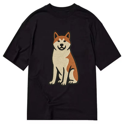 Akita - White and red sitting pose - Cla Classic T-shirt - Black