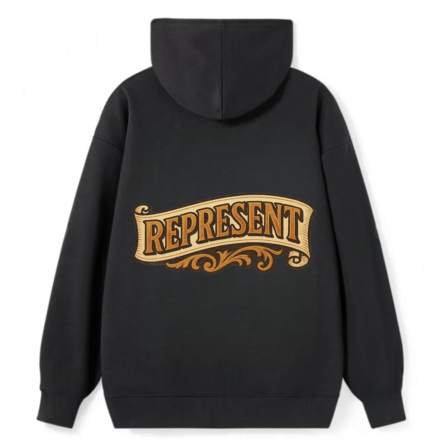 Bold typography design - "REPRESENT" - showing where you from - Classic Pullover Hoodie - Black