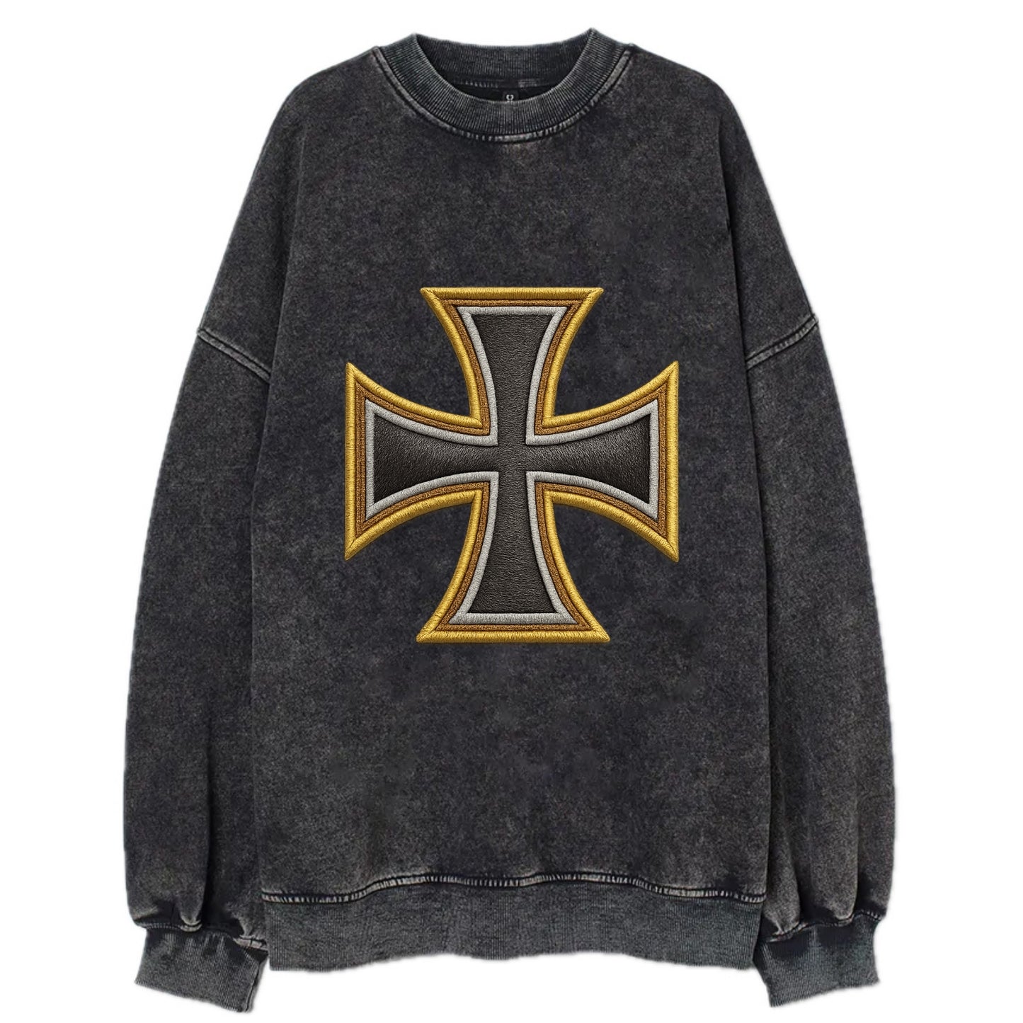Teutonic Cross  - Vintage Sweatshirt - Black