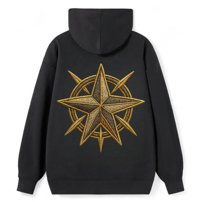 Nautical Star  - Classic Pullover Hoodie - Black