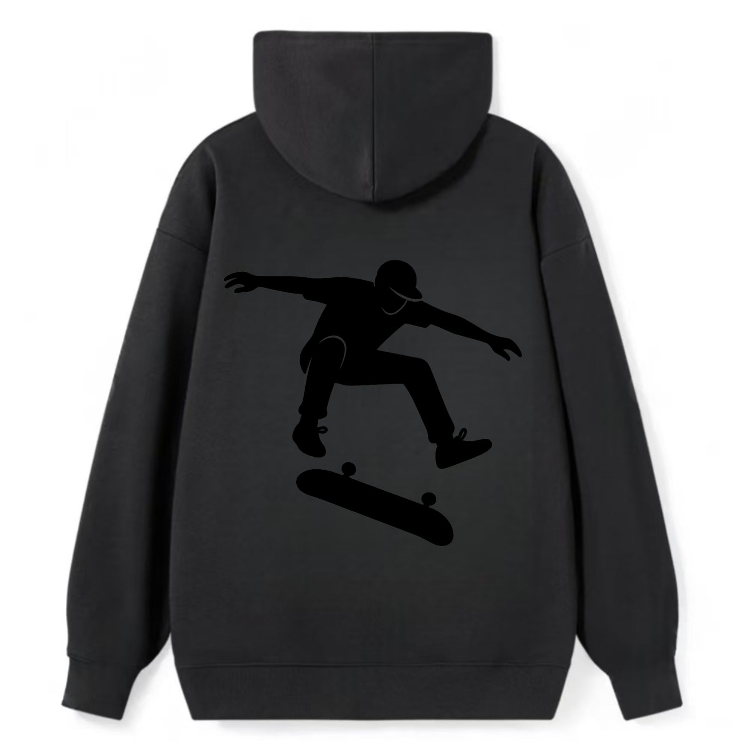 Skateboarder doing kickflip trick - Classic Pullover Hoodie - Black