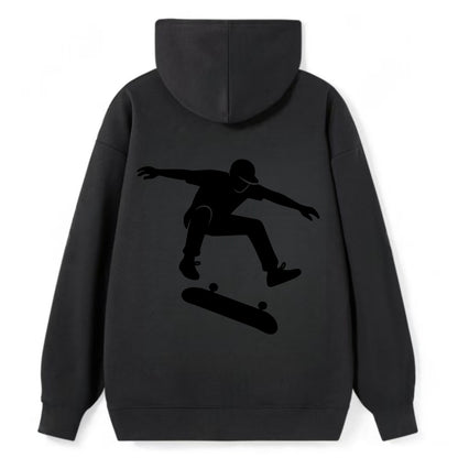 Skateboarder doing kickflip trick - Classic Pullover Hoodie - Black