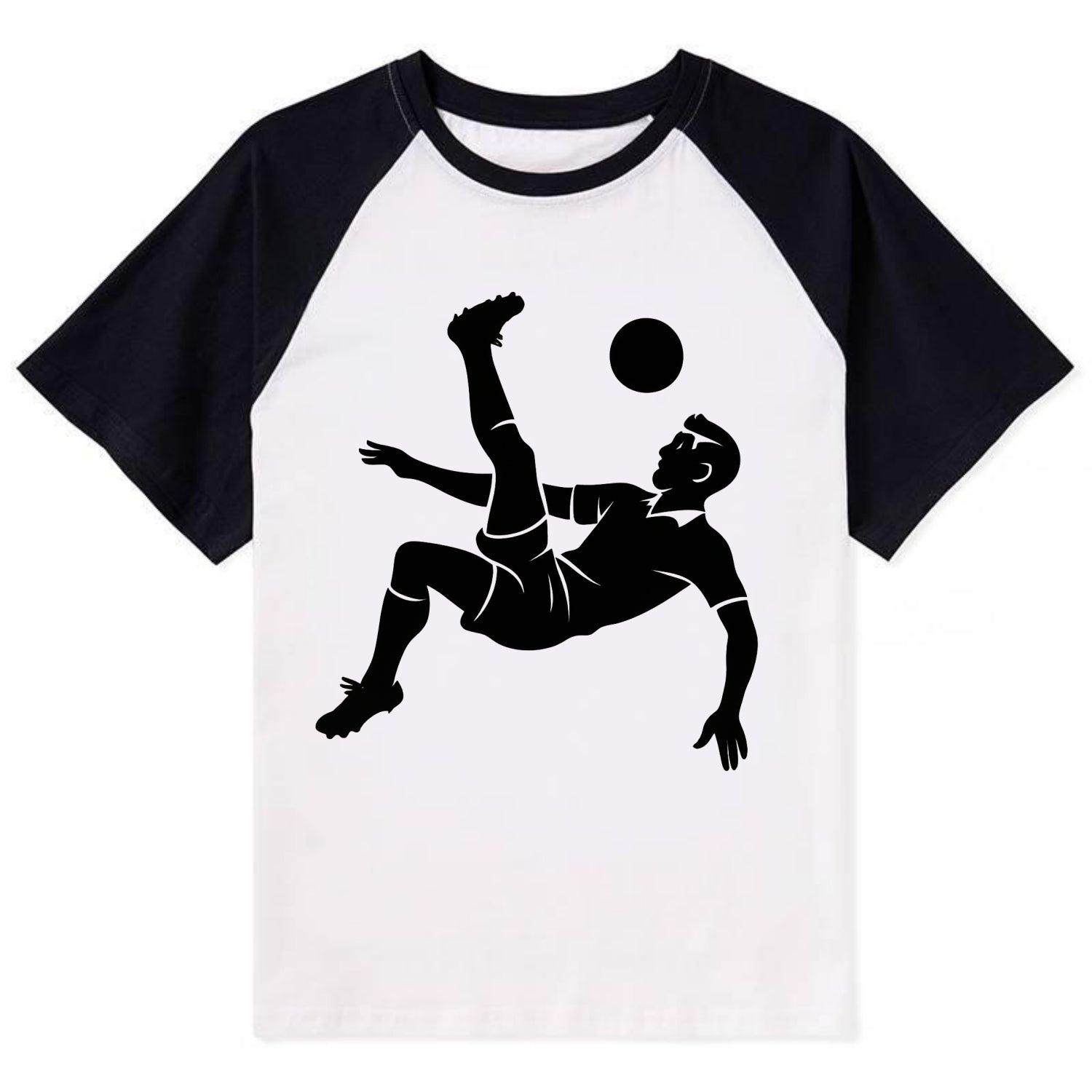 Soccer player doing a bicycle kick - Contrast Raglan T-shirt - Black