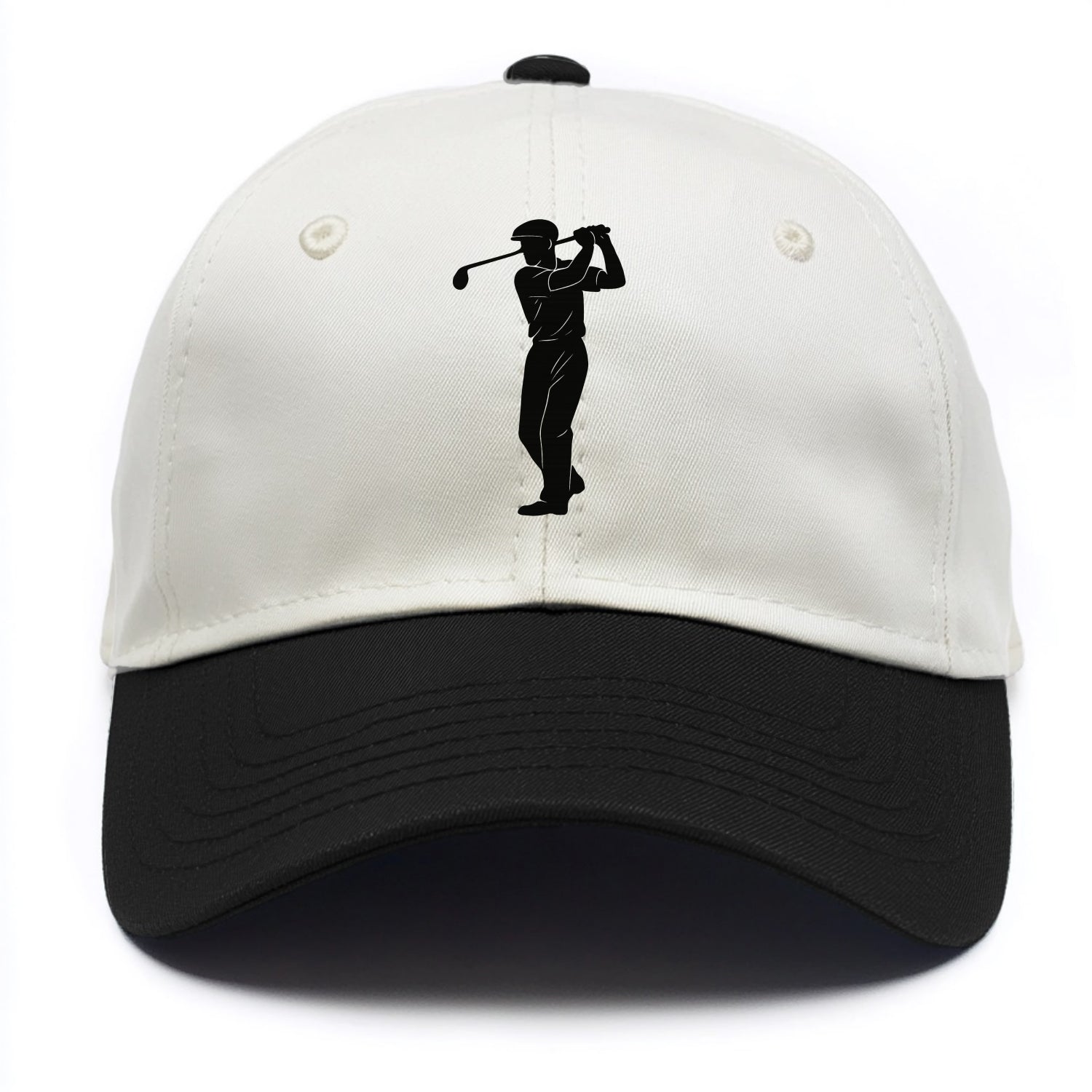 Golfer mid-swing with driver - Two Tone Cap - Black