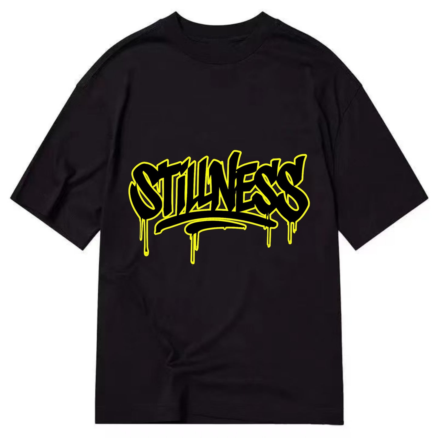 Bold typography design - "STILLNESS" - quiet power, peaceful presence - Classic T-shirt - Black