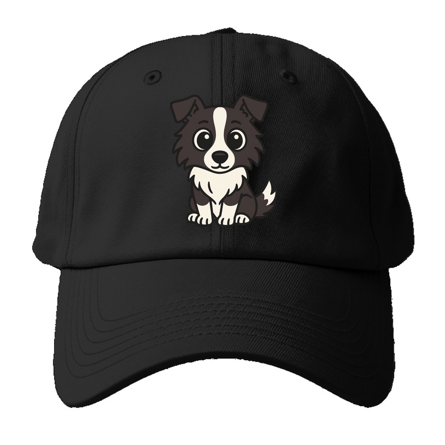 Border Collie - Intense stare sitting pose - Baseball Cap For Big Heads - Black