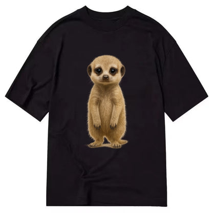 Baby Meerkat - tan fur, dark eye patches, alert stance, bright eyes, - Classic T-shirt - Black