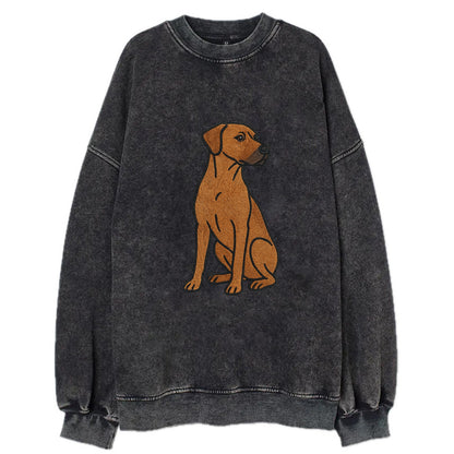 Rhodesian Ridgeback - Red wheaten embroidered pose - Vintage Sweatshirt - Black