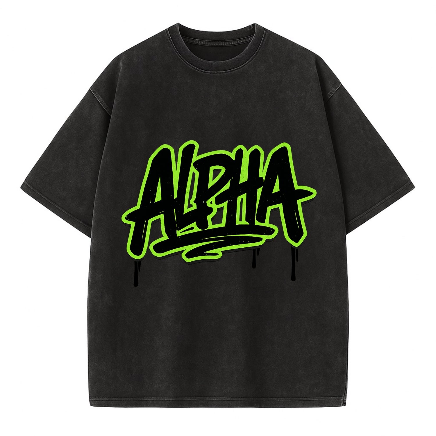 Bold typography design - "ALPHA" - leader of the pack - Vintage T-shirt - Black