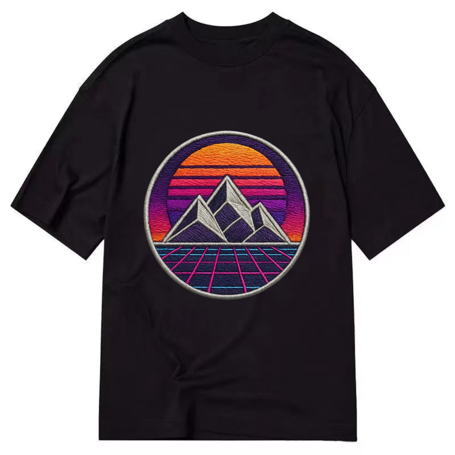 Retrowave Mountains - Classic T-shirt - Black