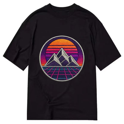 Retrowave Mountains - Classic T-shirt - Black