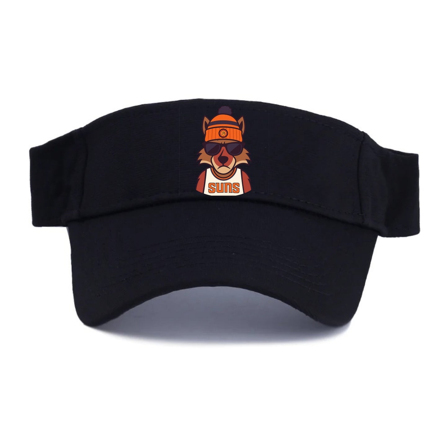 Arizona Coyote wearing Suns beanie with desert sun patch and wayfarer sunglasses - Visor - Black