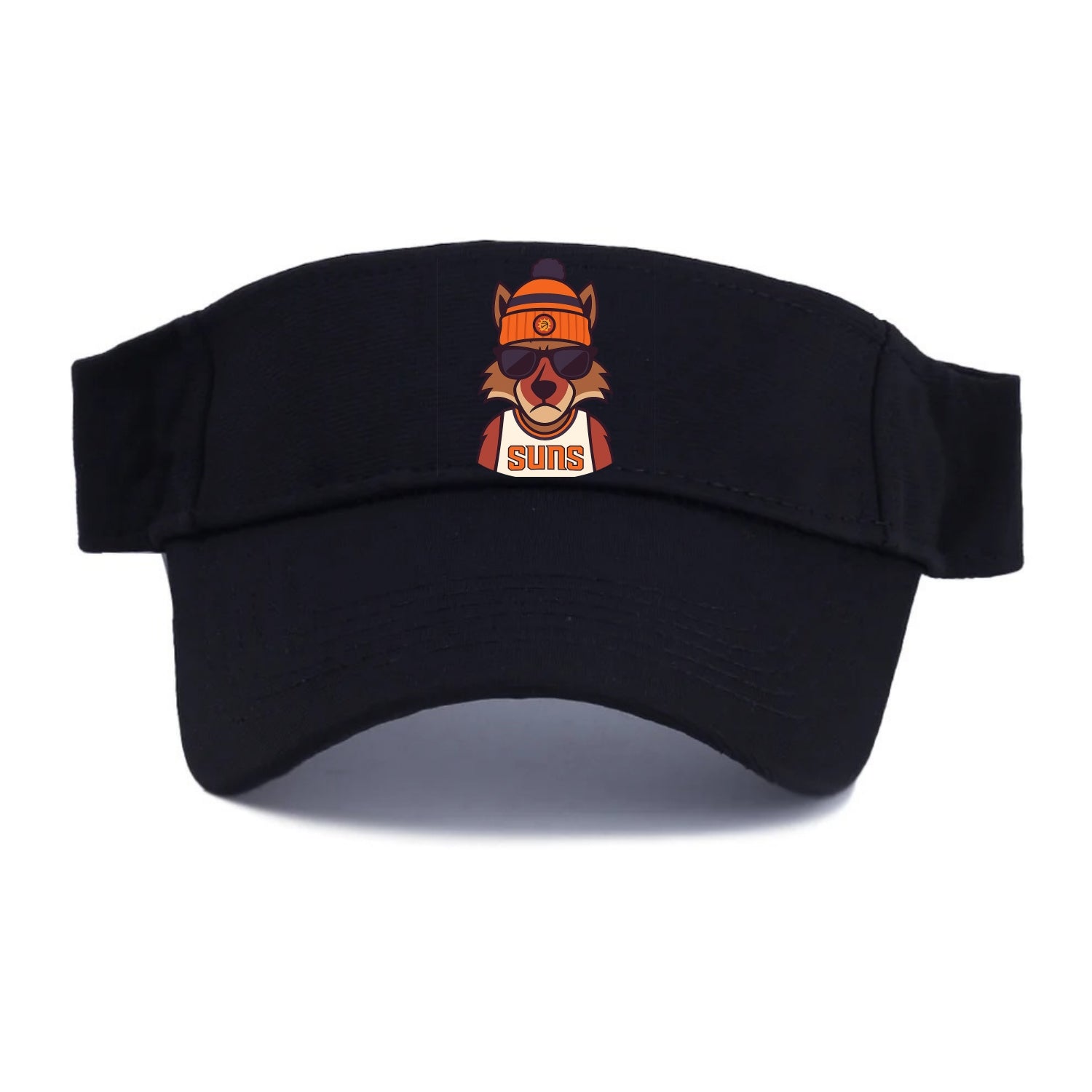 Arizona Coyote wearing Suns beanie with desert sun patch and wayfarer sunglasses - Visor - Black