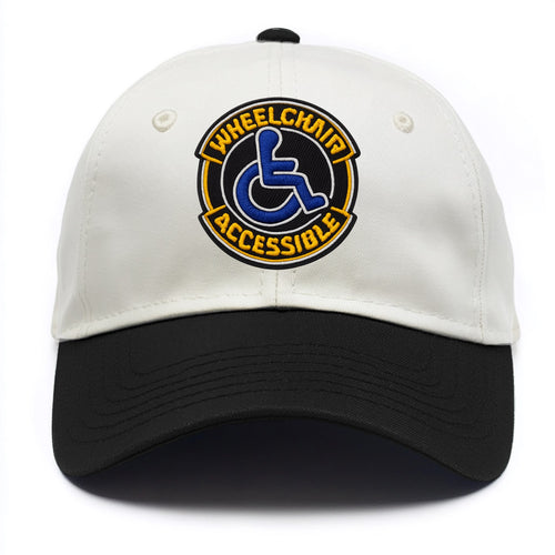 WHEELCHAIR ACCESSIBLE - accessibility symbol in blue , inclusion - Two Tone Cap