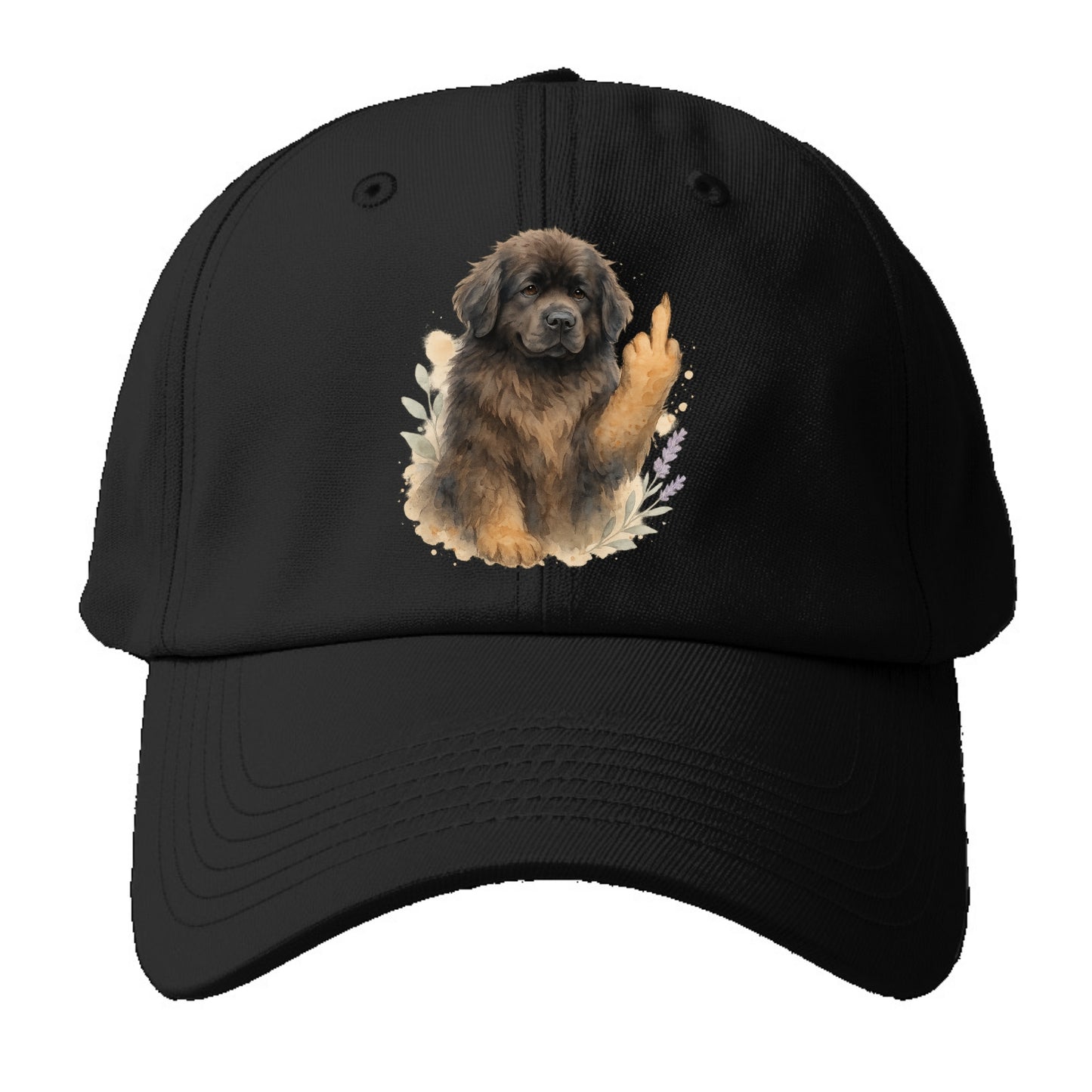 Newfoundland fluffy bear-like with webbed paws, massive gentle paw up - Baseball Cap For Big Heads - Black