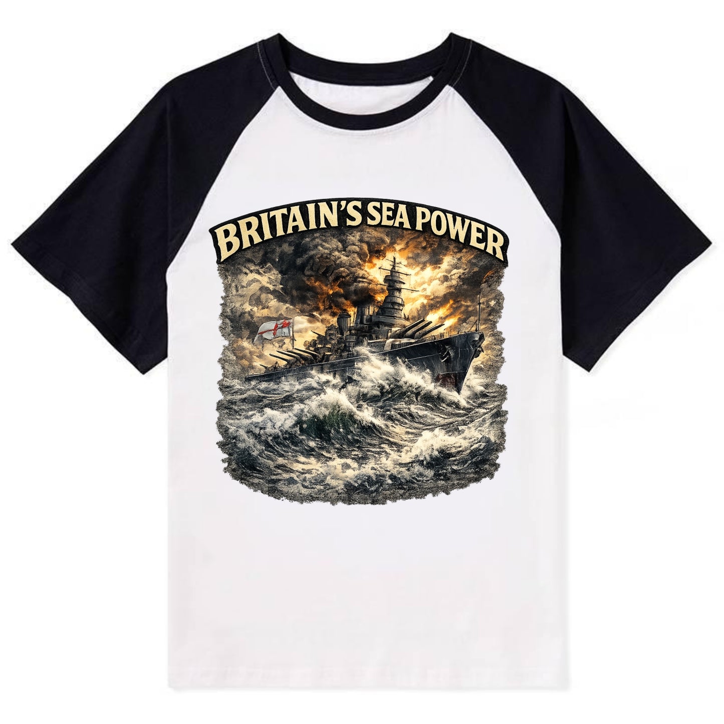 Britain's Sea Power - Contrast Raglan T-shirt - Black