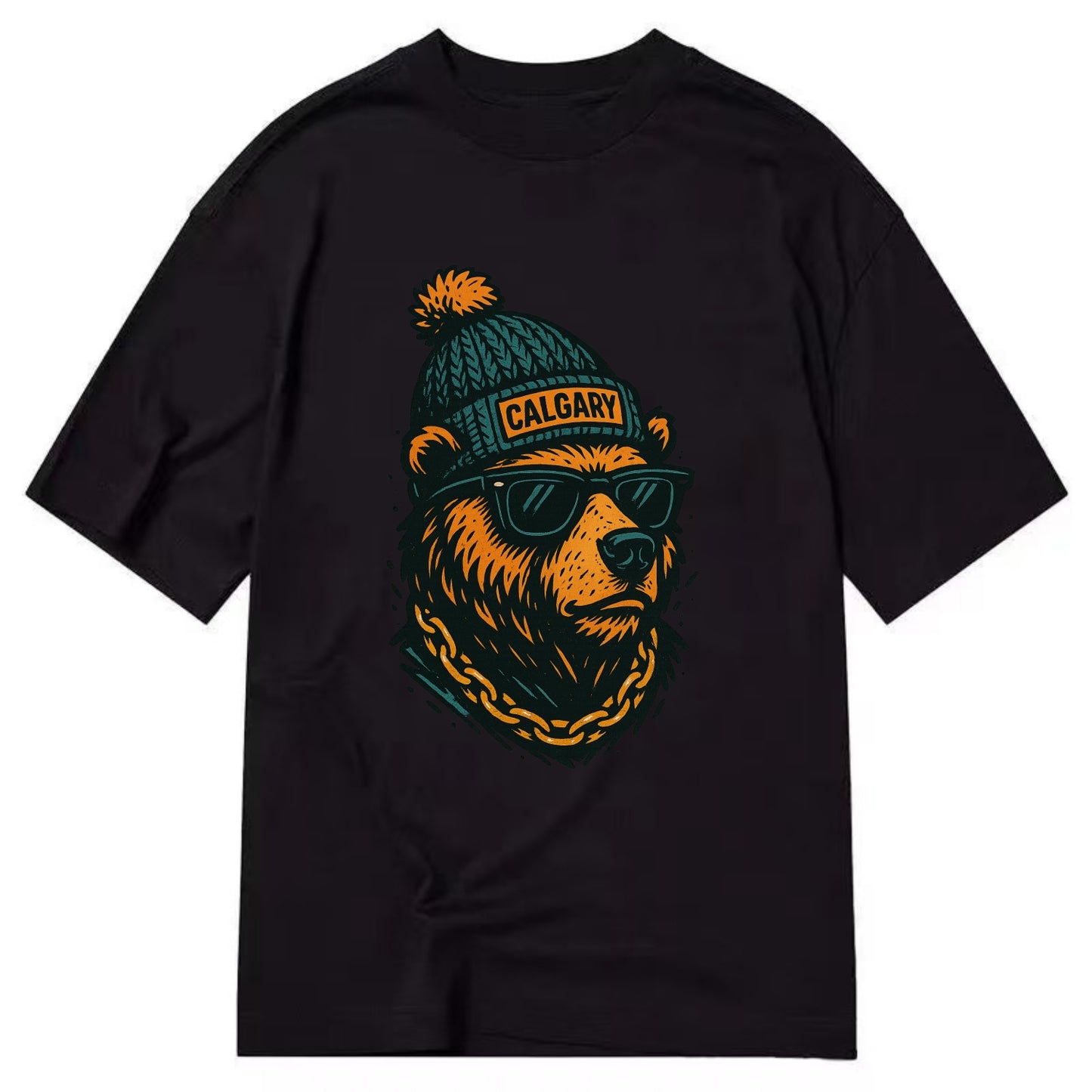 Calgary Grizzly Bear wearing Calgary bea - Classic T-shirt - Black