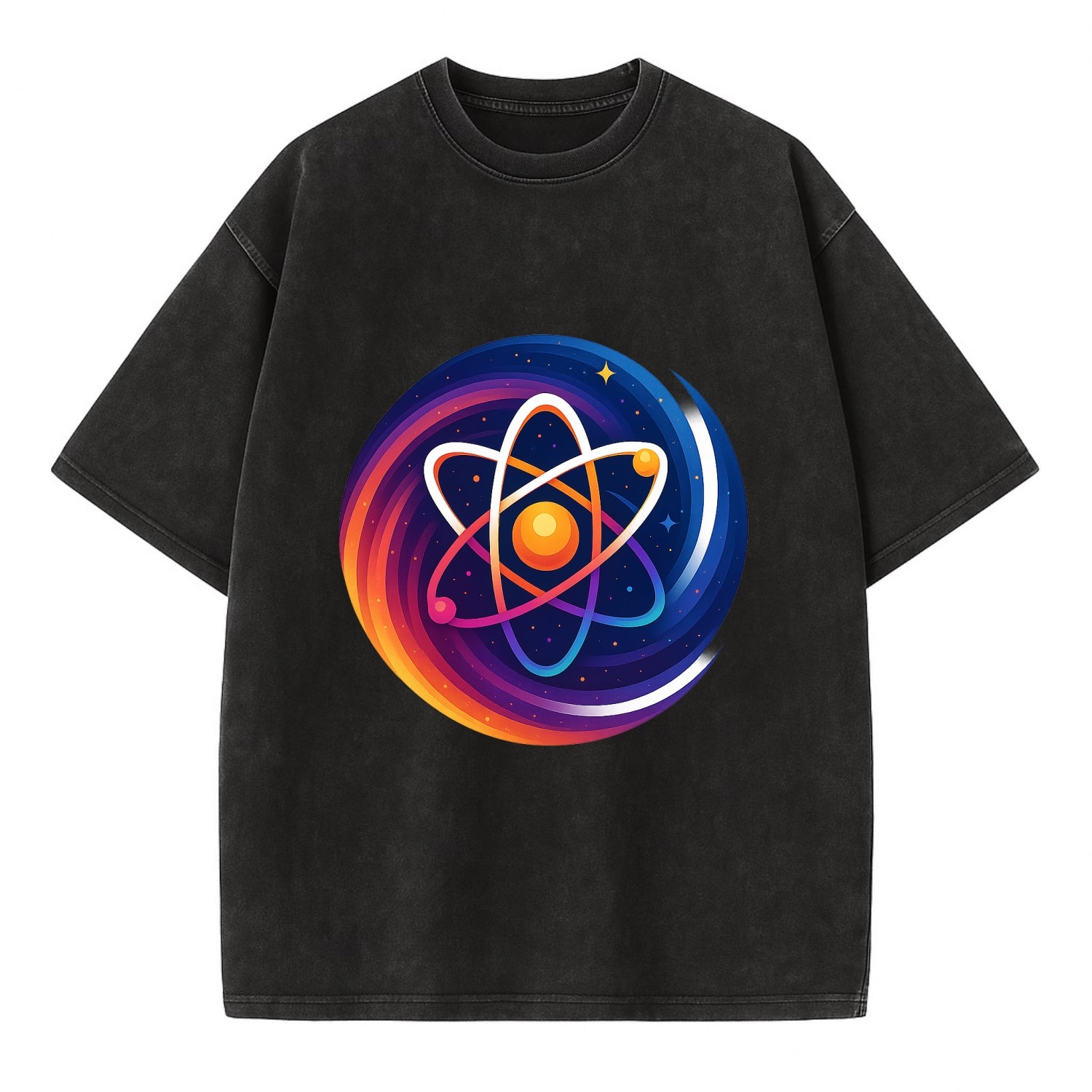 Micro Macro - Atom structure expanding i - Vintage T-shirt - Black