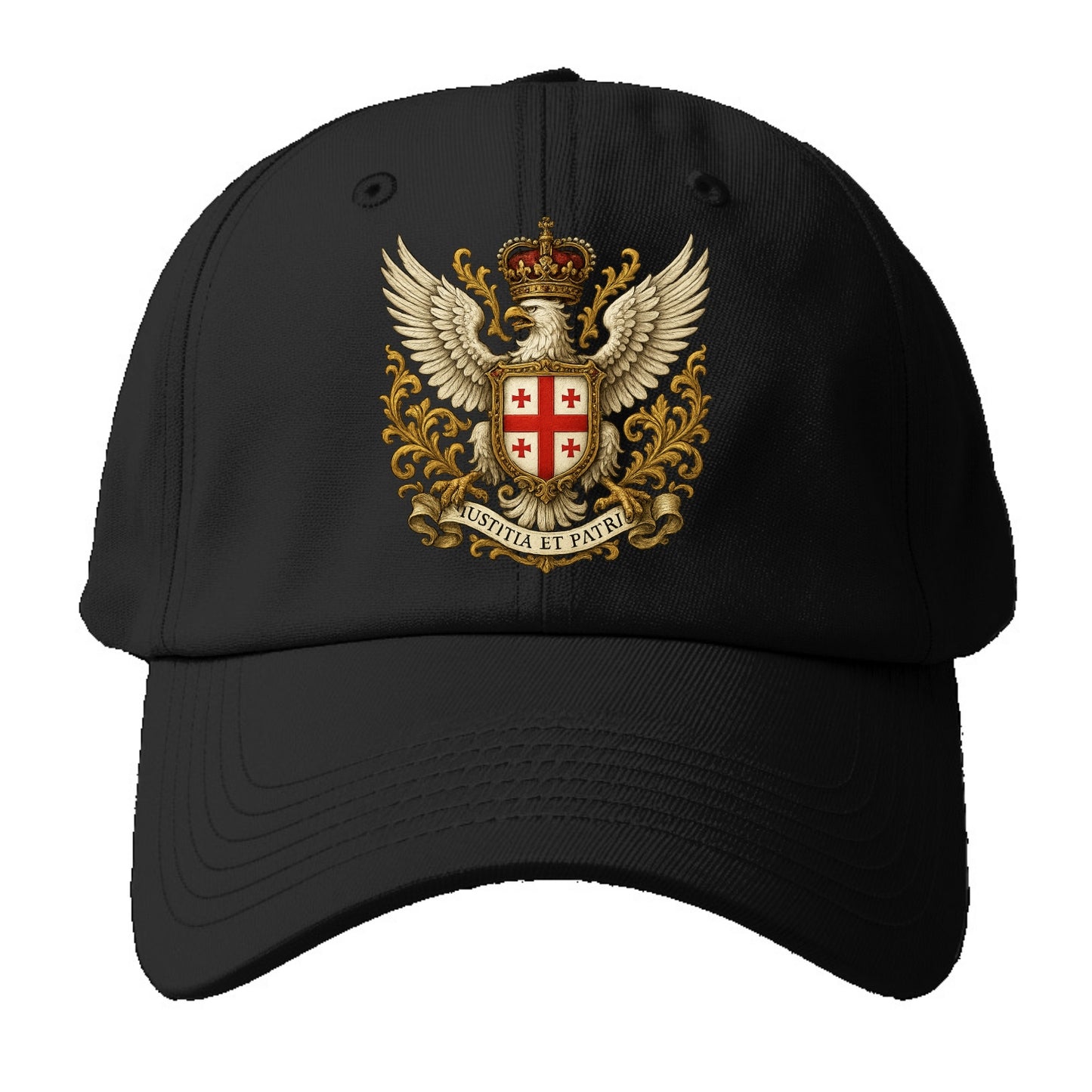 Georgia White Eagle Emblem - Baseball Cap For Big Heads - Black