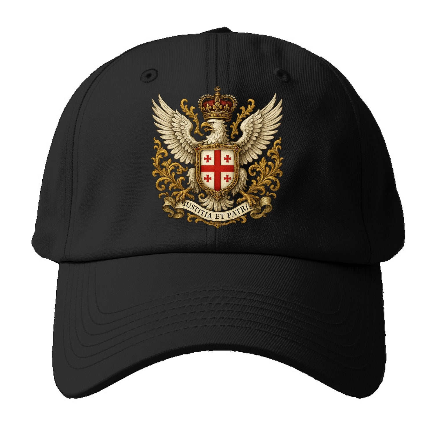Georgia White Eagle Emblem - Baseball Cap For Big Heads - Black