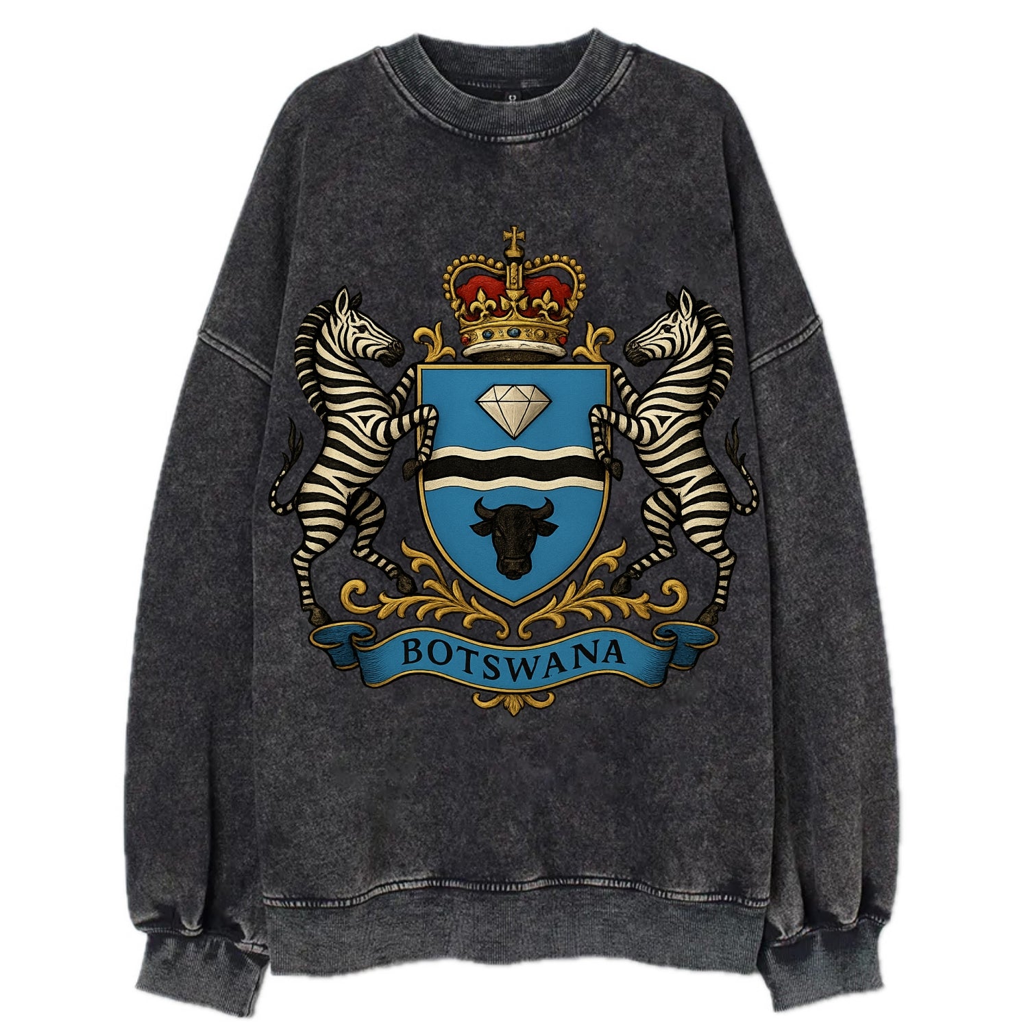 Botswana Heritage Badge  - Vintage Sweatshirt - Black