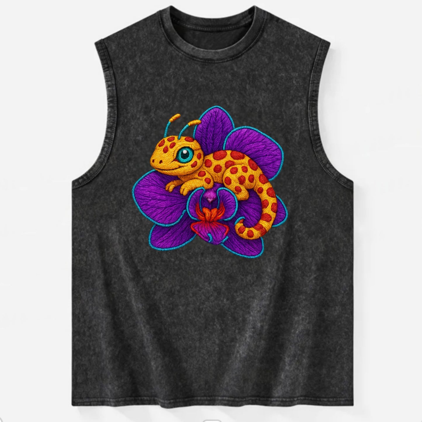 Leopard Orchid - Vintage Washed Tank - Black