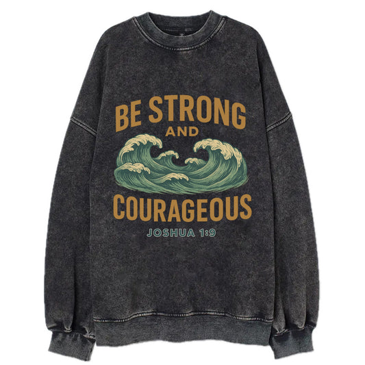Joshua 1:9 Ocean - Vintage Sweatshirt - Black