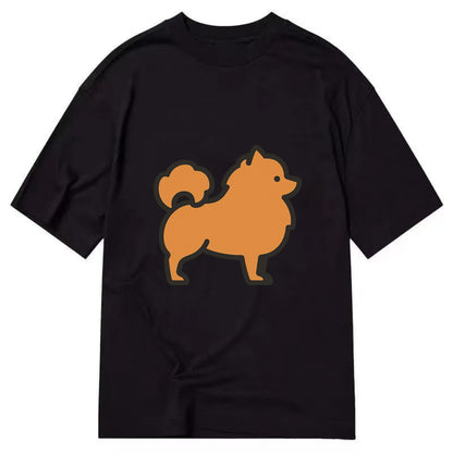 Pomeranian - Orange fluffy flat side profile - Classic T-shirt - Black