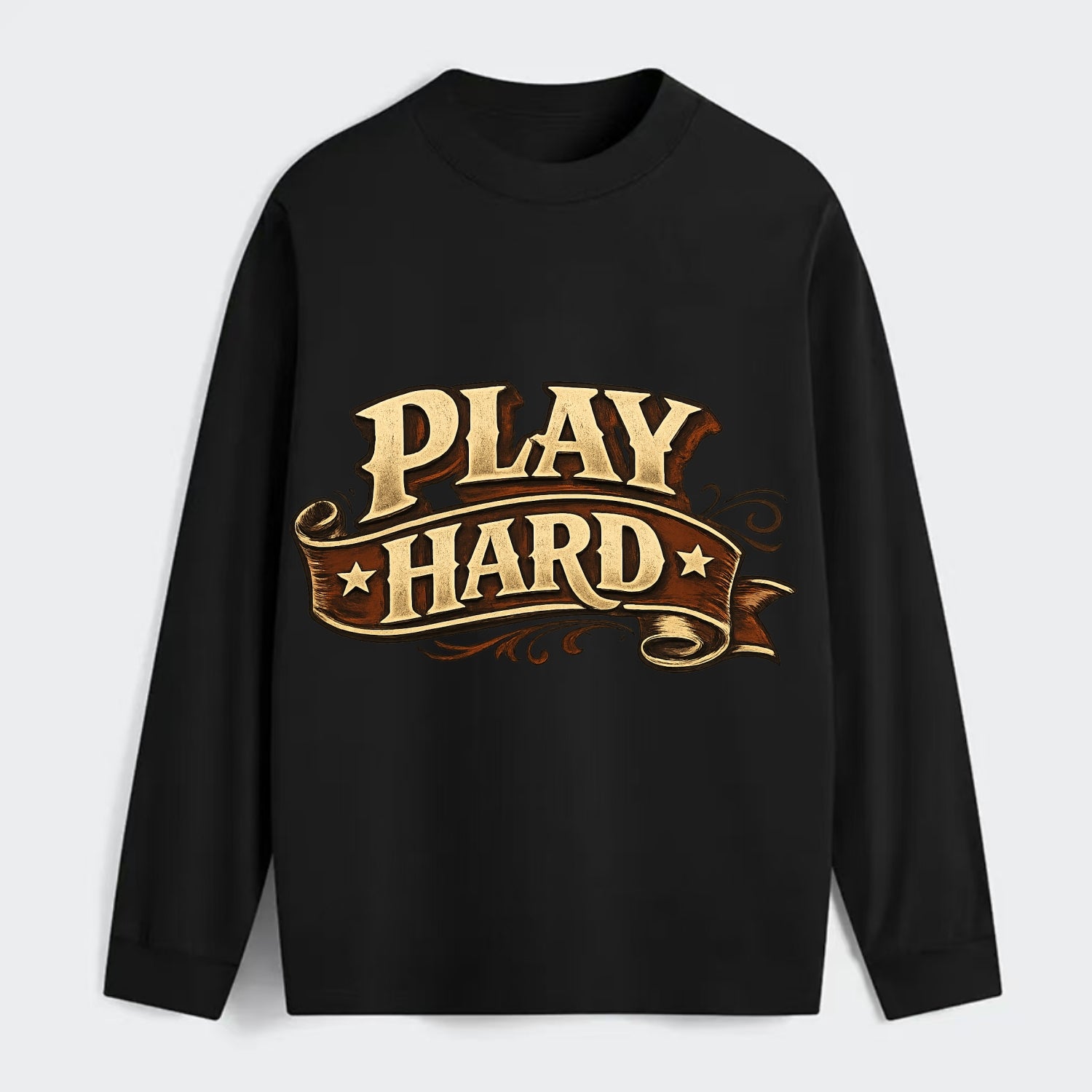 Bold typography design - "PLAY HARD" - giving your all, full effort - Classic Long Sleeve Shirt - Black