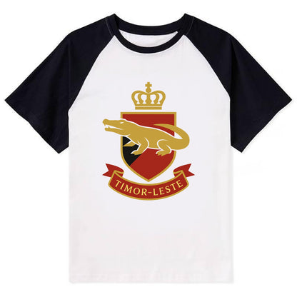 Timor-Leste Royal Logo  - Contrast Raglan T-shirt - Black