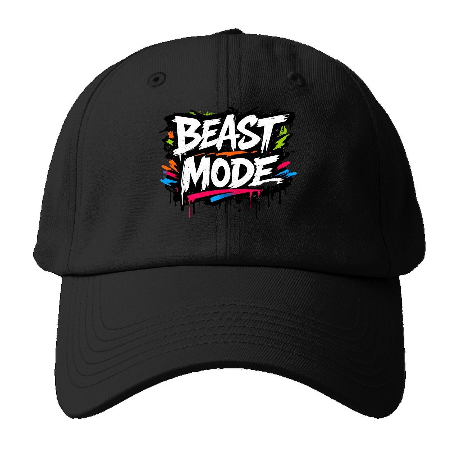 Bold typography design - "BEAST MODE" - intense workout, maximum effort - Baseball Cap - Black