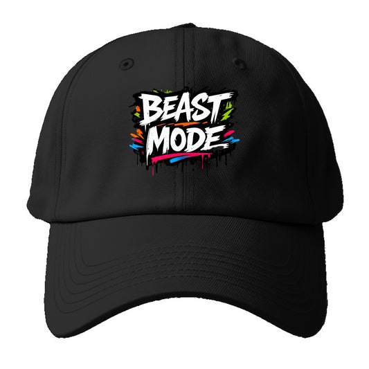 Bold typography design - "BEAST MODE" - intense workout, maximum effort - Baseball Cap - Black