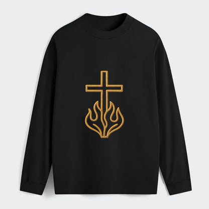 Burning Bush Cross  - Classic Long Sleeve Shirt - Black