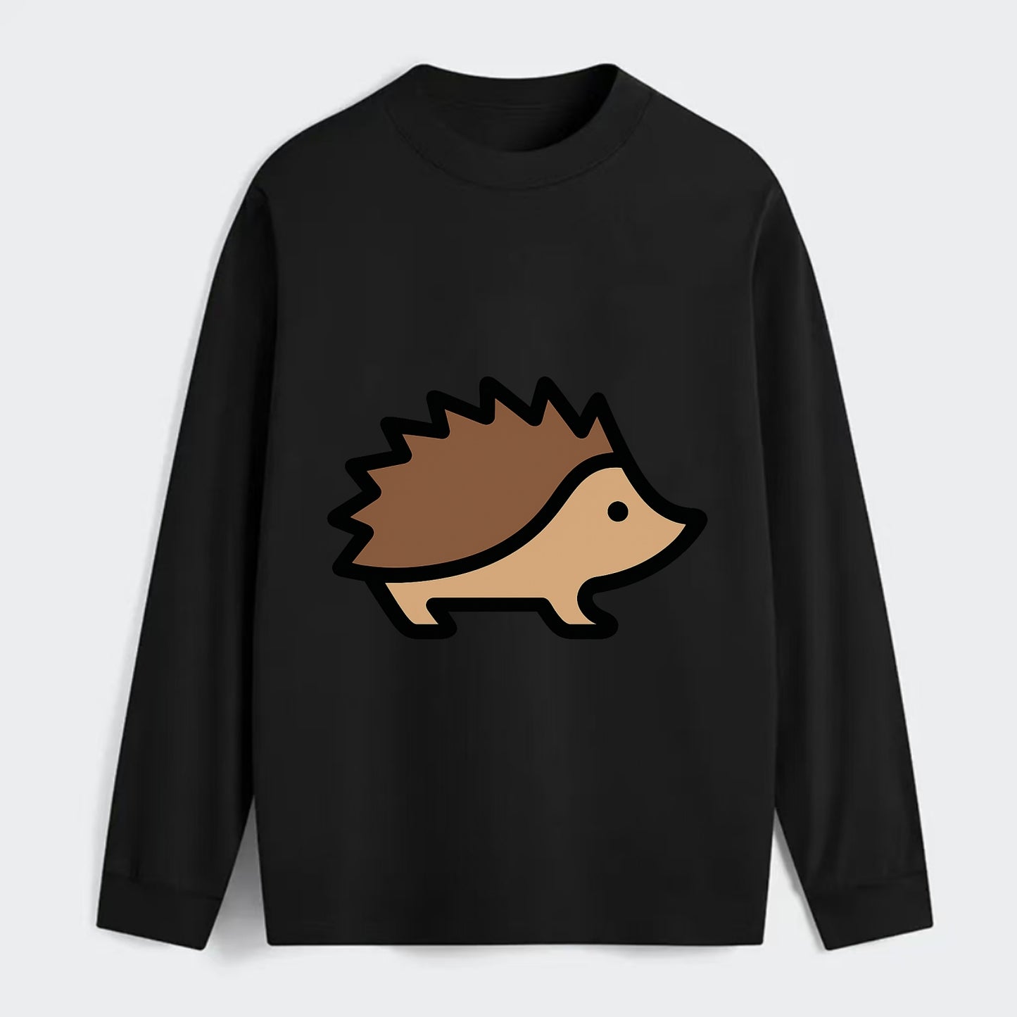 Hedgehog - Brown spiky back flat side profile - Classic Long Sleeve Shirt - Black