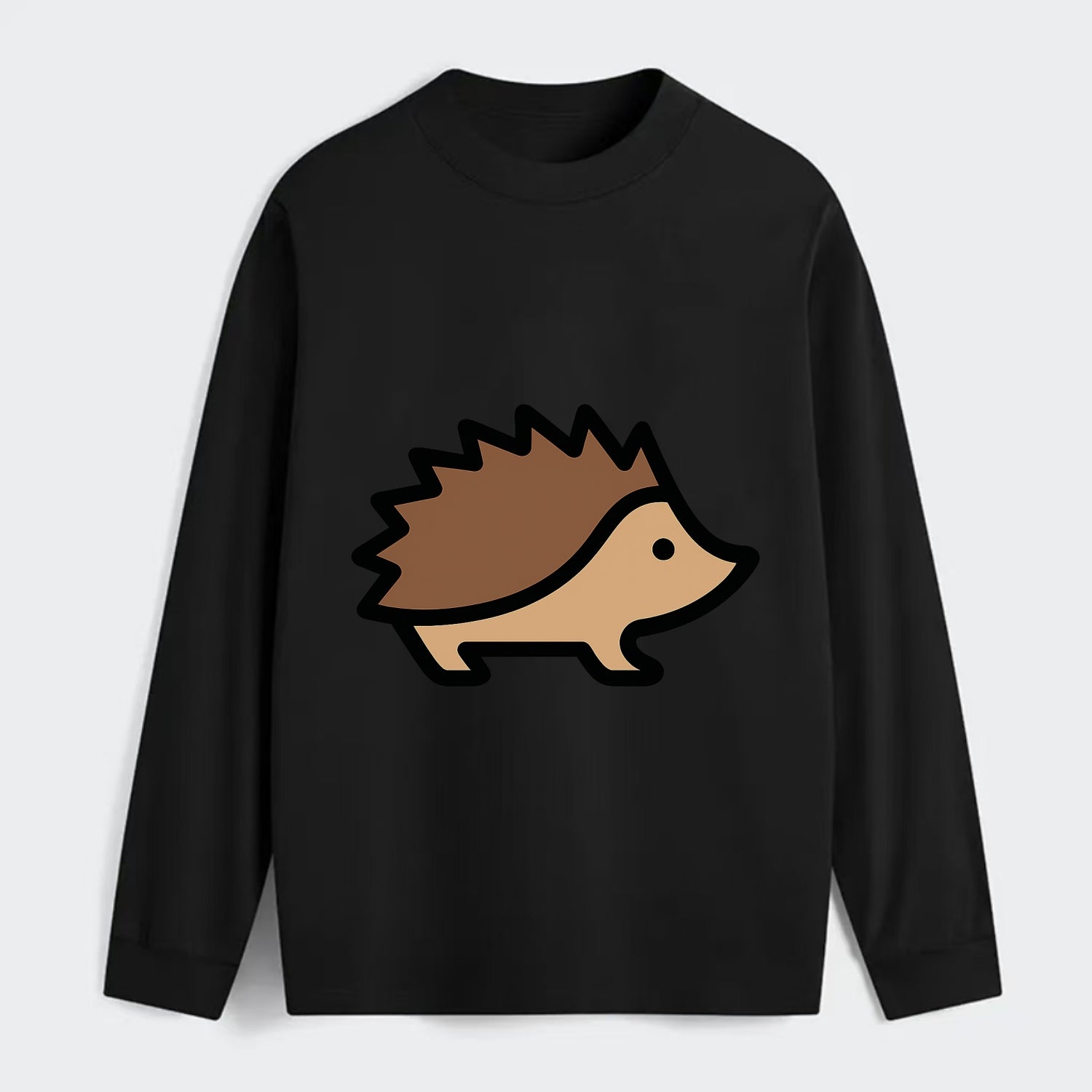 Hedgehog - Brown spiky back flat side profile - Classic Long Sleeve Shirt - Black
