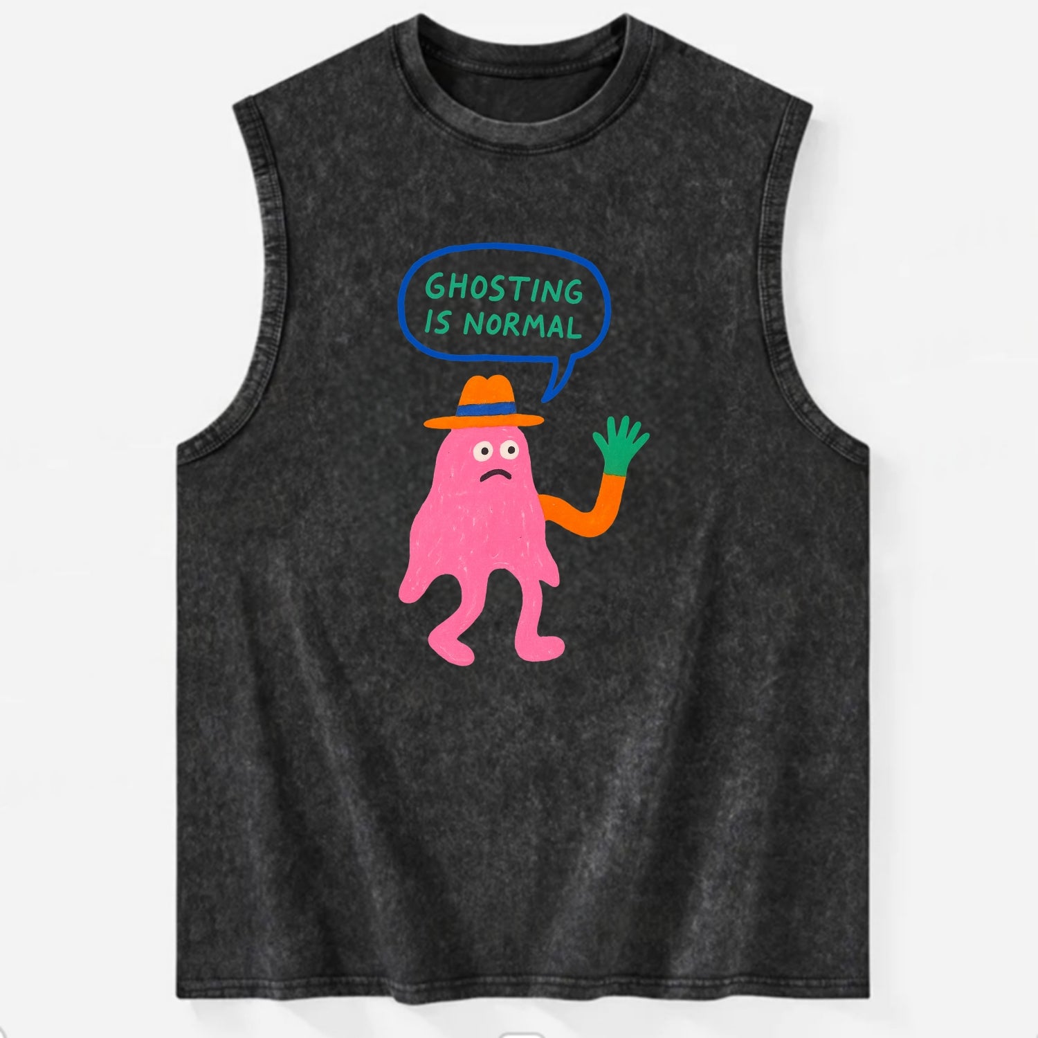 GHOSTING IS NORMAL | Transparent ghost texting - Vintage Washed Tank - Black