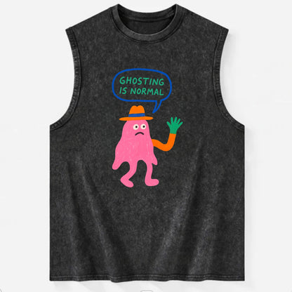 GHOSTING IS NORMAL | Transparent ghost texting - Vintage Washed Tank - Black