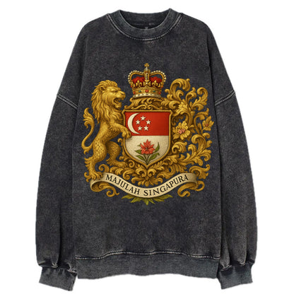 Singapore Merlion Emblem  - Vintage Sweatshirt - Black