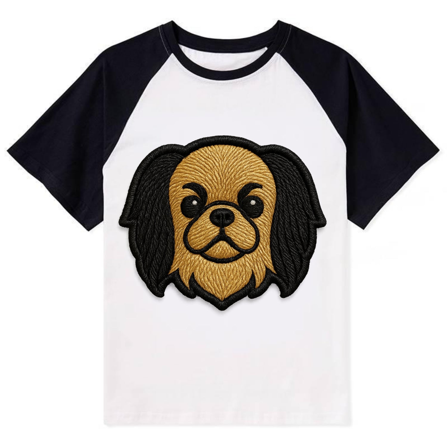 Japanese Chin - Modern flat-face logo wi - Contrast Raglan T-shirt - Black