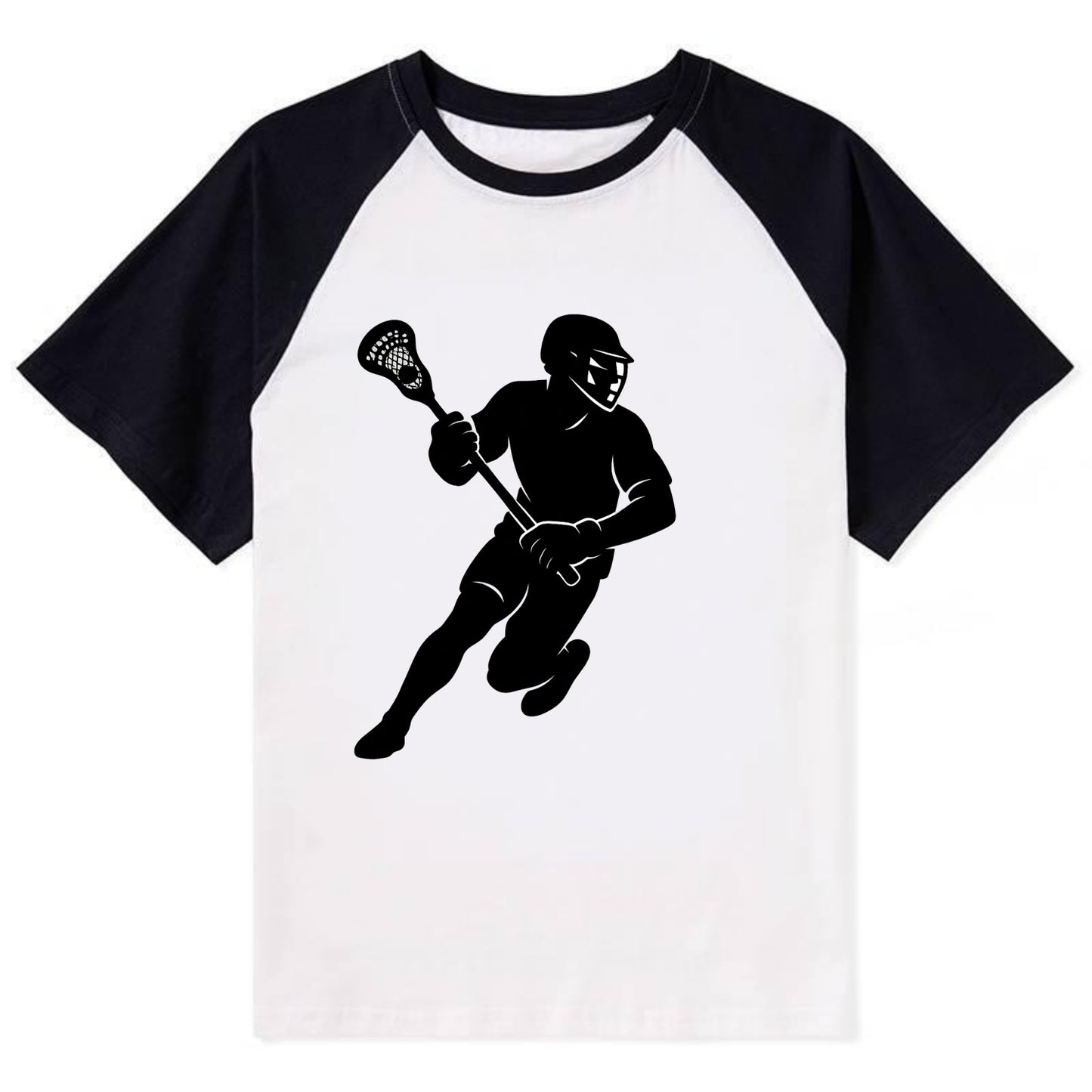 Lacrosse player cradling stick - Contrast Raglan T-shirt - Black